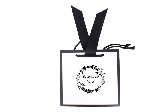 Custom Printed Matt Laminated Gift Bags with Ribbon | Black | Small - 230x220x90mm