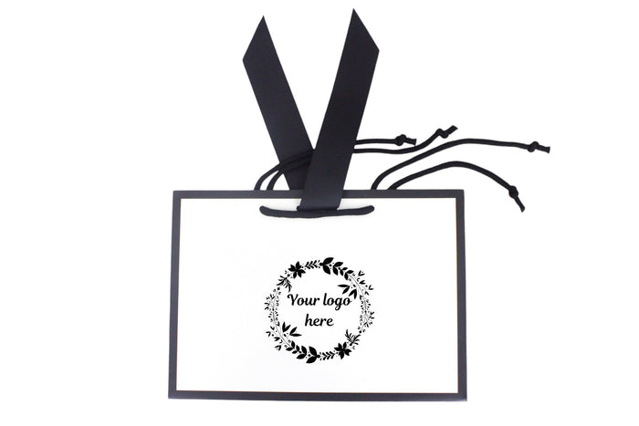 Custom Printed Matt Laminated Gift Bags with Ribbon | Black | Medium- 310x220x120mm