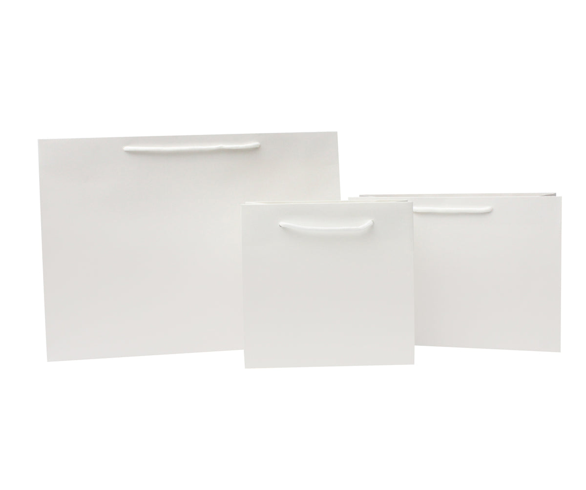 Small White Matt Laminated Paper Bags with Rope Handles